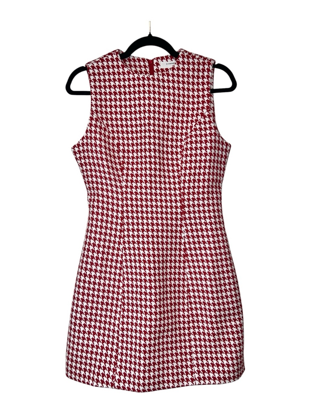 Commense Red White Houndstooth Sleeveless Mini Dress NWT Size Small Sold Out - Picture 2 of 9